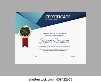 Certificate Appreciation Template Red Color Clean Stock Vector (Royalty ...