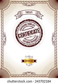 Certificate template. Vector illustration of gold detailed blank certificate