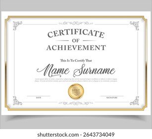 Certificate template vintage border award background, Winner achievement certificate or diploma design 