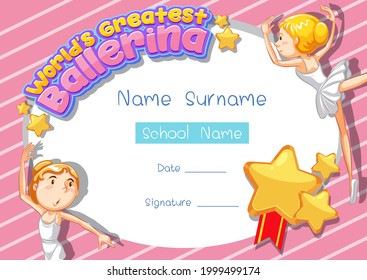 Certificate template for World's Greatest Ballerina illustration