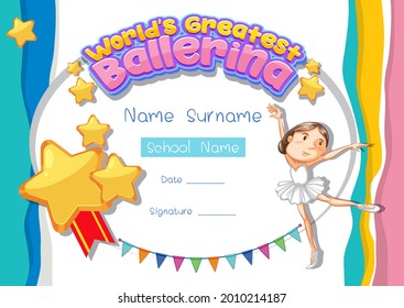 Certificate template for World's Greatest Ballerina illustration