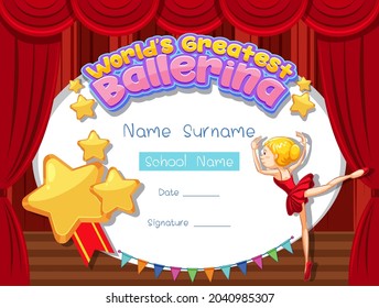 Certificate template for World's Greatest Ballerina illustration