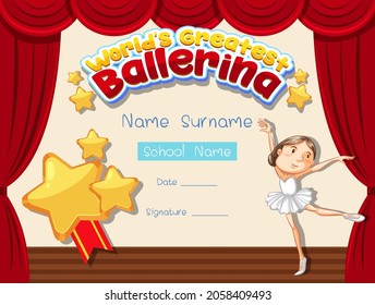 Certificate template for World's Greatest Ballerina illustration