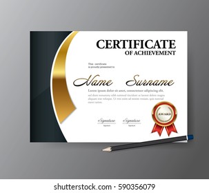 Certificate Templatea4 Size Diploma Vector Illustration Stock Vector ...