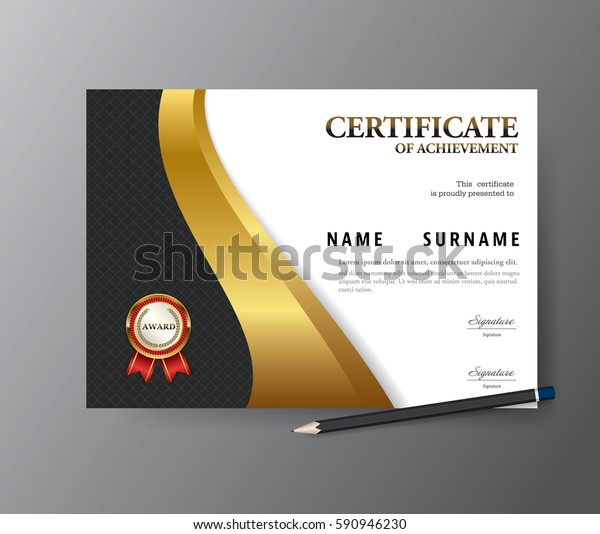 Certificate Templatea4 Size Diploma Vector Illustration Stock Vector