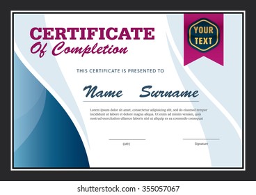 certificate template,diploma layout,A4 size ,vector