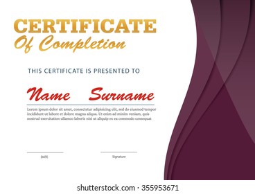 certificate template,diploma layout,A4 size ,vector