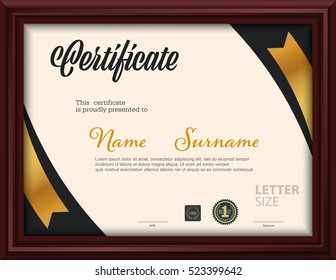 certificate template,letter size diploma, vector illustration