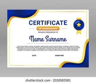 Certificate Templates Achievement Vector Illustration Navy Stock Vector ...