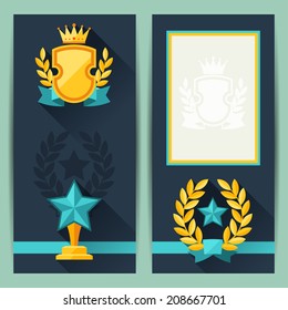Certificate templates with awards in flat design style.