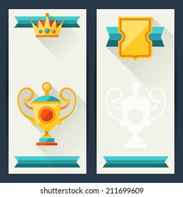 Certificate templates with awards in flat design style.