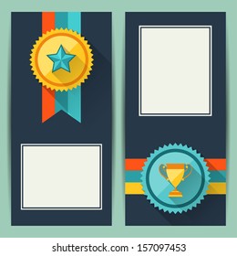 Certificate templates with trophies and awards.