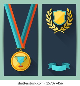 Certificate templates with trophies and awards.