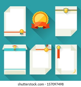 Certificate templates with trophies and awards.