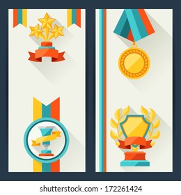 Certificate templates with trophies and awards.