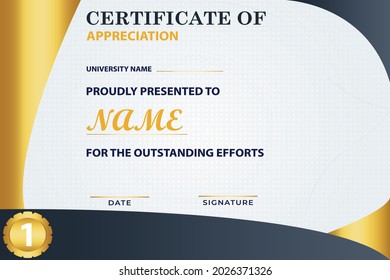 Certificate of Thanks and Appreciation. gradient background. Diploma design graduation, award, success.