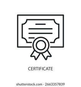 Certificado de iconos de vectores de línea delgada.