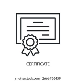 Certificado de iconos de vectores de línea delgada.