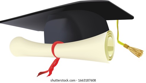 Bescheinigung mit Band und Graduierthut