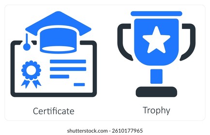 Certificate and Trophy icon concept