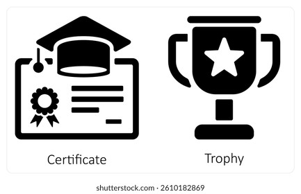 Certificate and Trophy icon concept