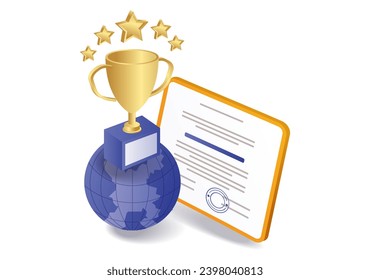 Certificate and trophy student achievement school illustration concept