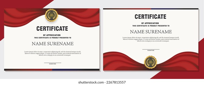 Certificado dos conjuntos de plantillas de logro modernas con lugar para su contenido - material de diseño rojo