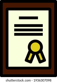 Certificate Under Glass Icon. Editable Thick Outline With Color Fill Design. Vector Illustration.