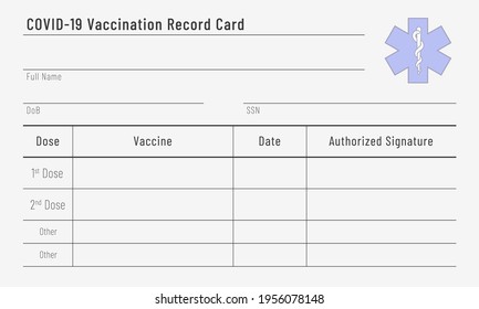 Certificate of vaccination against COVID-19. Blank template of a flu shots card