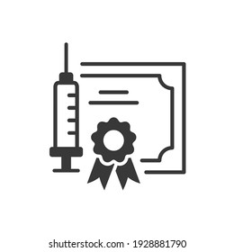 Certificate vaccination icon. Vector illustration isolated on white.