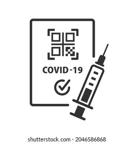 Certificate vaccination icon. Vector illustration isolated on white.