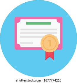 certificate vector colour flat icon