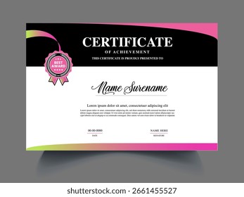modelo de conceito de design de vetor de certificado