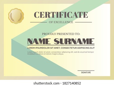 Plantilla de diseño de vectores de certificados. Hermosa y colorida Ilustración de Certificado para Graduación, Evento, Negocios, etc. 