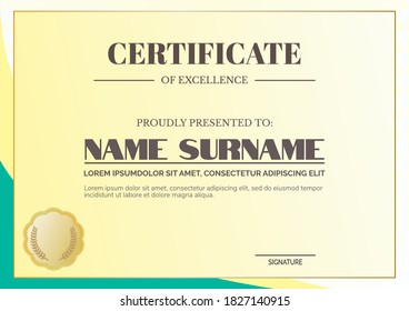 Certificate Vector Design Template. Beautiful and Colorful Certificate Illustration for Graduation, Event, Business, etc. 
