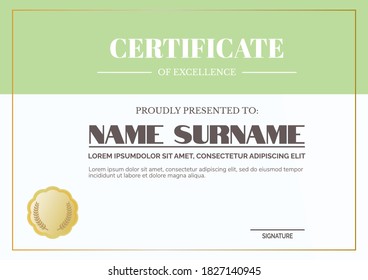 Certificate Vector Design Template. Beautiful and Colorful Certificate Illustration for Graduation, Event, Business, etc. 