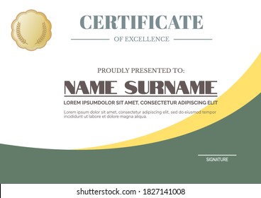 Certificate Vector Design Template. Beautiful and Colorful Certificate Illustration for Graduation, Event, Business, etc. 