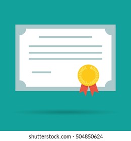 Icono de ilustración de diploma de Vector de certificado

