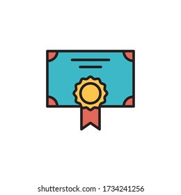 certificate vector filled outline color design. isolated on white background