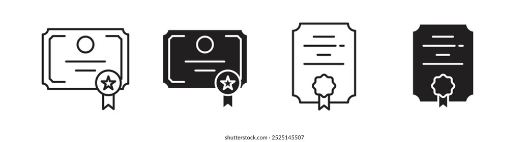 certificate vector filled and outlined icons collection