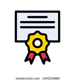certificate vector flat color icon 