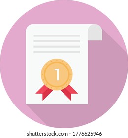 certificate vector flat color icon