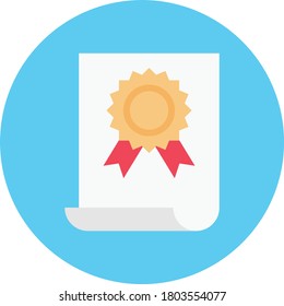 certificate vector flat color icon