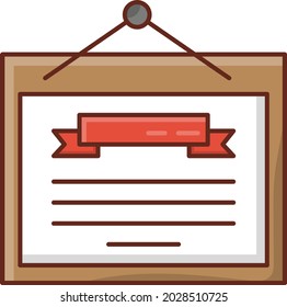 certificate vector flat color icon