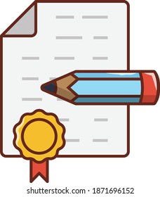 certificate vector flat colour icon