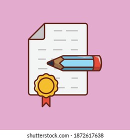 certificate vector flat colour line icon