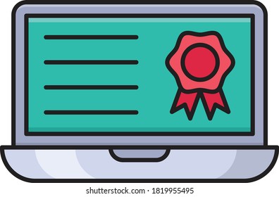 certificate vector flat line icon 