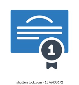 certificate vector glyph color icon 