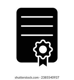 Certificate Vector Glyph Icon For Personal And Commercial Use.
