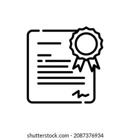 Icono de vector de certificado. Consecución, concesión, concesión, diploma